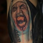 Тату Монашка в стиле хоррор 16.02.2020 №1031 -nun tattoo- tattoo-photo.ru