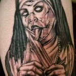 Тату Монашка в стиле хоррор 16.02.2020 №1069 -nun tattoo- tattoo-photo.ru