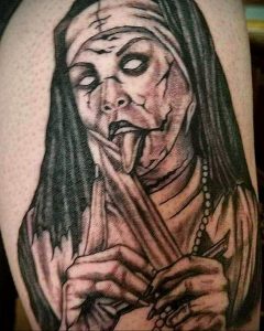 Тату Монашка в стиле хоррор 16.02.2020 №1069 -nun tattoo- tattoo-photo.ru