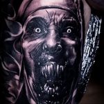 Тату Монашка в стиле хоррор 16.02.2020 №1078 -nun tattoo- tattoo-photo.ru