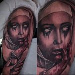 Тату Монашка в стиле хоррор 16.02.2020 №1080 -nun tattoo- tattoo-photo.ru