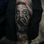 Тату Монашка в стиле хоррор 16.02.2020 №1081 -nun tattoo- tattoo-photo.ru
