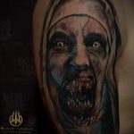 Тату Монашка в стиле хоррор 16.02.2020 №1083 -nun tattoo- tattoo-photo.ru