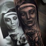 Тату Монашка в стиле хоррор 16.02.2020 №1109 -nun tattoo- tattoo-photo.ru