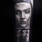 Тату Монашка в стиле хоррор 16.02.2020 №1117 -nun tattoo- tattoo-photo.ru