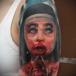 Тату Монашка в стиле хоррор 16.02.2020 №1126 -nun tattoo- tattoo-photo.ru