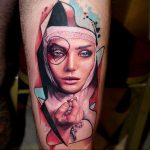 Тату Монашка в стиле хоррор 16.02.2020 №1131 -nun tattoo- tattoo-photo.ru