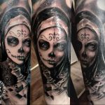 Тату Монашка в стиле чикано 16.02.2020 №1003 -tattoo nun chicano- tattoo-photo.ru