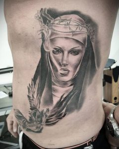 Тату Монашка курит 16.02.2020 №1009 -tattoo nun smoking- tattoo-photo.ru