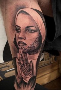 Тату Монашка пример рисунка 16.02.2020 №1005 -tattoo nun- tattoo-photo.ru