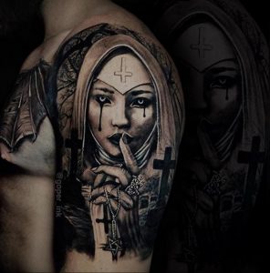 Тату Монашка пример рисунка 16.02.2020 №1006 -tattoo nun- tattoo-photo.ru