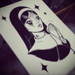 Тату Монашка пример рисунка 16.02.2020 №1023 -tattoo nun- tattoo-photo.ru