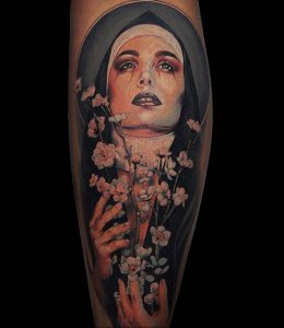 Тату Монашка пример рисунка 16.02.2020 №1066 -tattoo nun- tattoo-photo.ru