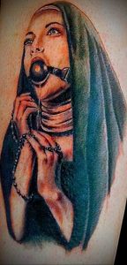 Тату Монашка пример рисунка 16.02.2020 №1068 -tattoo nun- tattoo-photo.ru