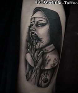 Тату Монашка пример рисунка 16.02.2020 №1072 -tattoo nun- tattoo-photo.ru