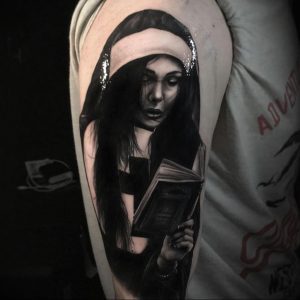 Тату Монашка пример рисунка 16.02.2020 №1075 -tattoo nun- tattoo-photo.ru