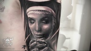 Тату Монашка пример рисунка 16.02.2020 №1084 -tattoo nun- tattoo-photo.ru