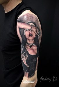 Тату Монашка пример рисунка 16.02.2020 №1092 -tattoo nun- tattoo-photo.ru