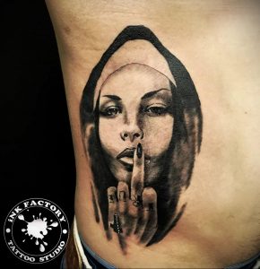 Тату Монашка пример рисунка 16.02.2020 №1105 -tattoo nun- tattoo-photo.ru