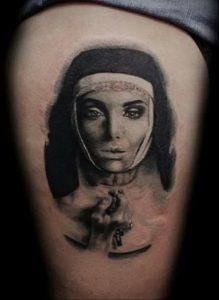 Тату Монашка пример рисунка 16.02.2020 №1110 -tattoo nun- tattoo-photo.ru