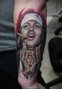 Тату Монашка пример рисунка 16.02.2020 №1113 -tattoo nun- tattoo-photo.ru