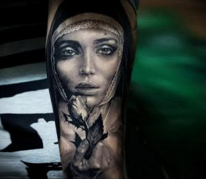 Тату Монашка пример рисунка 16.02.2020 №1116 -tattoo nun- tattoo-photo.ru