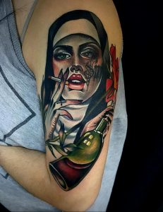 Тату Монашка пример рисунка 16.02.2020 №1119 -tattoo nun- tattoo-photo.ru