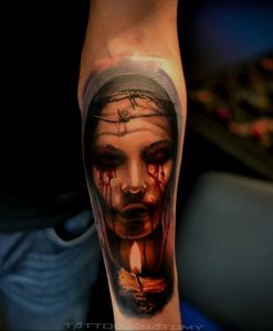 Тату Монашка пример рисунка 16.02.2020 №1124 -tattoo nun- tattoo-photo.ru
