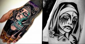Тату Монашка с крестом 16.02.2020 №1006 -tattoo nun with a cross- tattoo-photo.ru