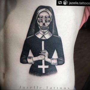 Тату Монашка с крестом 16.02.2020 №1019 -tattoo nun with a cross- tattoo-photo.ru