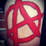 Фото знак анархии тату 24.03.2020 №005 -tattoo anarchy- tattoo-photo.ru