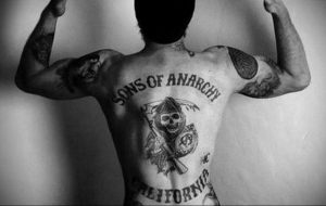 Фото знак анархии тату 24.03.2020 №032 -tattoo anarchy- tattoo-photo.ru
