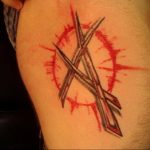 Фото знак анархии тату 24.03.2020 №017 -tattoo anarchy- tattoo-photo.ru