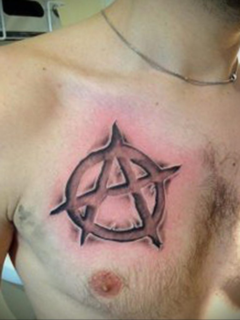Фото знак анархии тату 24.03.2020 №018 -tattoo anarchy- tattoo-photo.ru