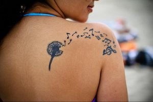Фото маленькой тату на лопатке 09.03.2020 №032 -tattoo on the shoulder- tattoo-photo.ru