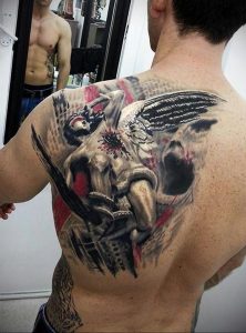 Фото тату ангел на лопатке 09.03.2020 №001 -tattoo on the shoulder- tattoo-photo.ru