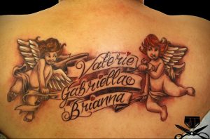 Фото тату ангел на лопатке 09.03.2020 №008 -tattoo on the shoulder- tattoo-photo.ru