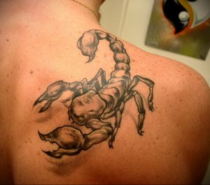 Фото тату на лопатке Скорпион 09.03.2020 №008 -tattoo on the shoulder- tattoo-photo.ru