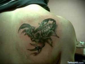 Фото тату на лопатке Скорпион 09.03.2020 №022 -tattoo on the shoulder- tattoo-photo.ru