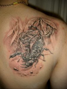 Фото тату на лопатке Скорпион 09.03.2020 №033 -tattoo on the shoulder- tattoo-photo.ru