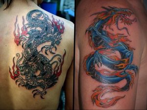 Фото тату на лопатке дракон 09.03.2020 №020 -tattoo on the shoulder- tattoo-photo.ru
