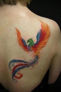 Фото тату с птицей на лопатке 09.03.2020 №014 -tattoo on the shoulder- tattoo-photo.ru