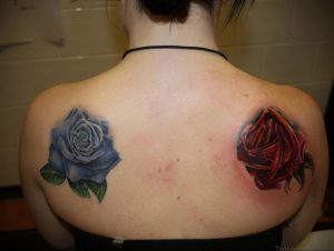Фото тату с цветами на лопатке 09.03.2020 №022 -tattoo on the shoulder- tattoo-photo.ru