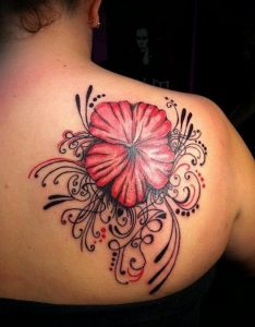 Фото тату с цветами на лопатке 09.03.2020 №041 -tattoo on the shoulder- tattoo-photo.ru
