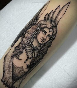 Пример рисунка татуировки Сфинкс 14.12.2020 №070 -sphinx tattoo-tattoo-photo.ru