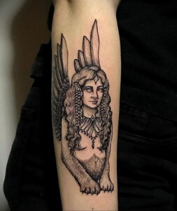 Пример рисунка татуировки Сфинкс 14.12.2020 №071 -sphinx tattoo-tattoo-photo.ru