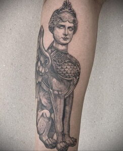 Пример рисунка татуировки Сфинкс 14.12.2020 №092 -sphinx tattoo-tattoo-photo.ru