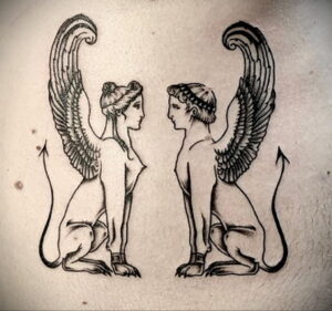 Пример рисунка татуировки Сфинкс 14.12.2020 №141 -sphinx tattoo-tattoo-photo.ru