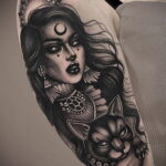 Фото тату про ведьму для девушки 28.01.2021 №0005 - witch tattoo - tattoo-photo.ru