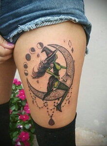 Фото тату про ведьму для девушки 28.01.2021 №0006 - witch tattoo - tattoo-photo.ru
